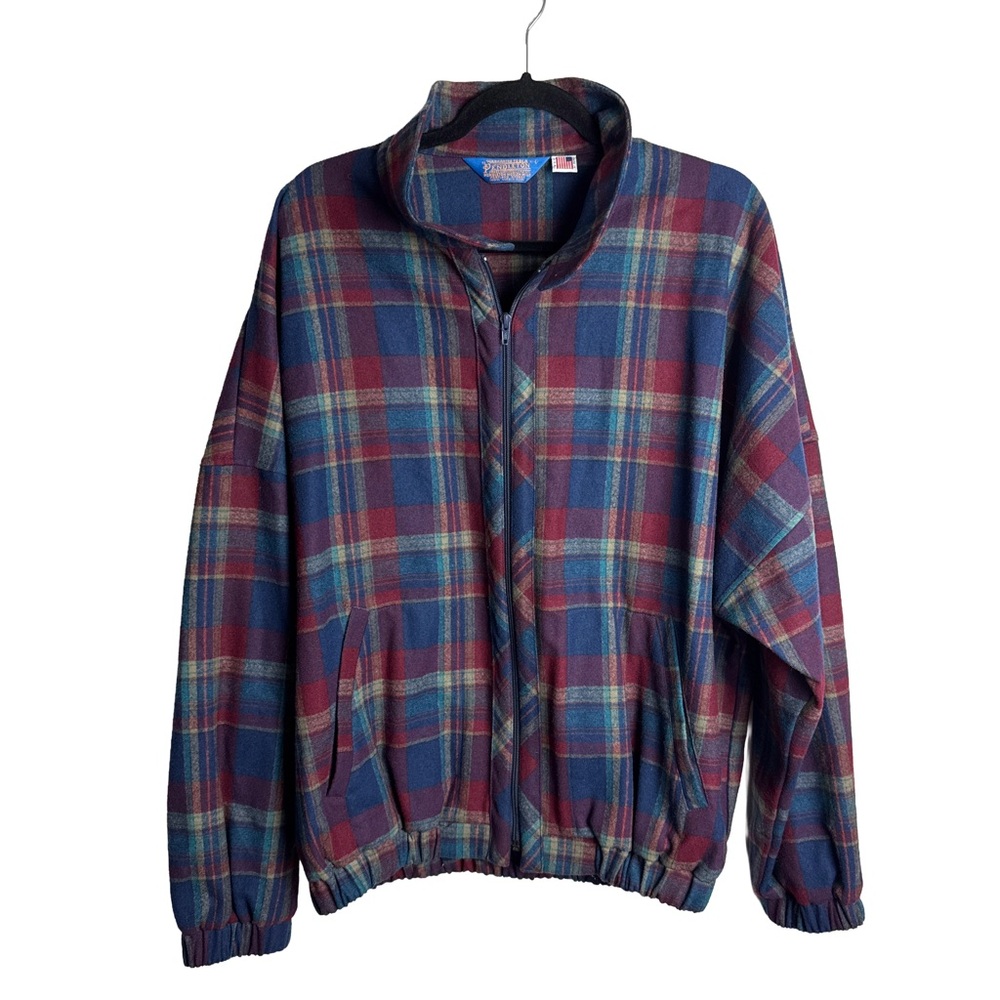 Vintage 80s Pendleton Plaid Wool Zip Jacket – Made in USA